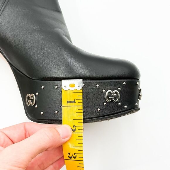 Gucci Janaya GG Black Leather Platform Boots Heels EU 40 US 10 - Picture 12 of 13